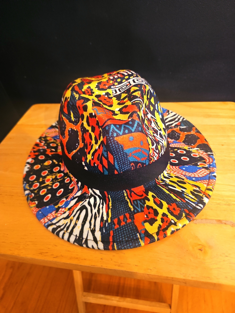 Multicolor Patterned Fedora Hat - Vibrant Animal Print
